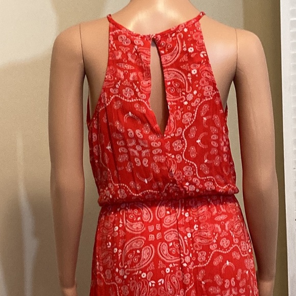 Francescas Moonlight red handkerchief maxi dress sundress size small NWT - Picture 9 of 11